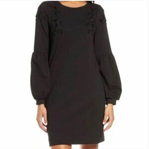 Lilly Pulitzer Embellished Bartlett Sweatshirt Dress Black Bead Sequin Small